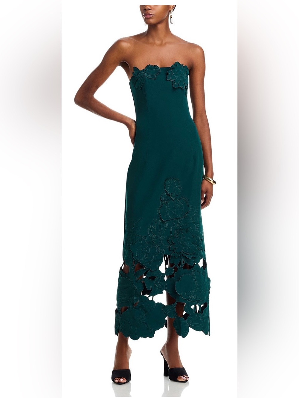 LEO LIN Rayna Appliqué Bustier Maxi Dress Green Size 4